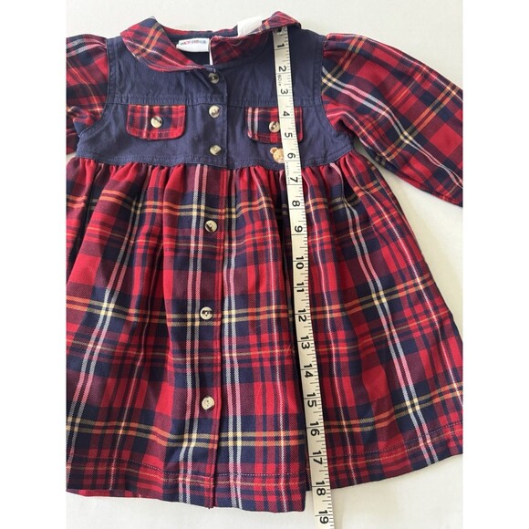 Vintage Okie Dokie 2T Plaid Dress Navy Red Bears Excellent Condition - Picture 8 of 8